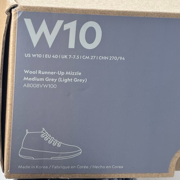 Allbirds Wool Runner-up Mizzles Water-Repellent Sneaker Medium Gray Women 10 NWB - Picture 10 of 10